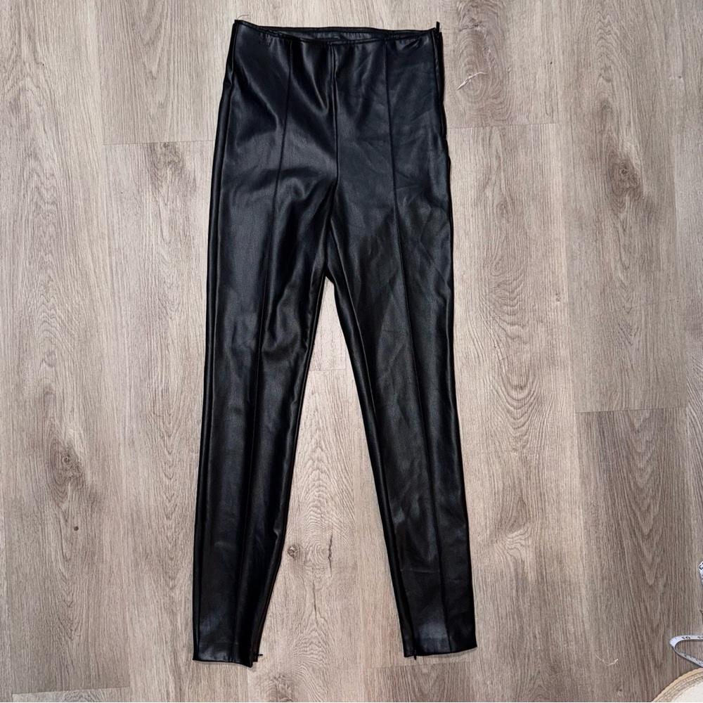 ZARA Faux Leather Leggings with Zipper Detail